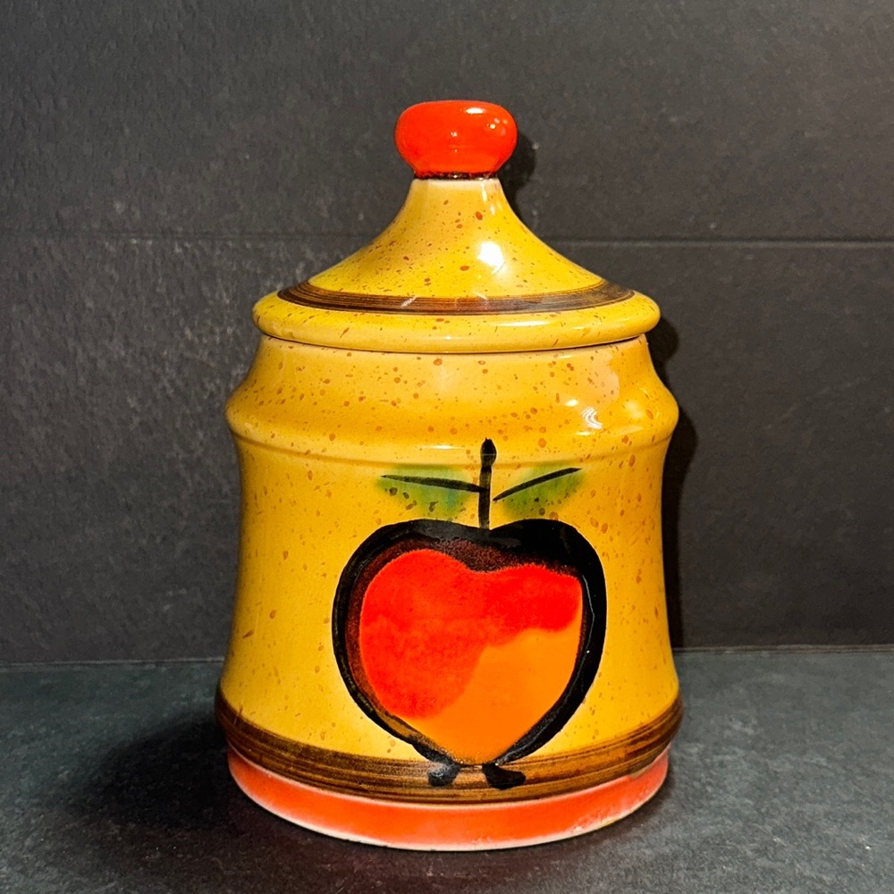 Vintage Mid Century Retro Georges Briard Ceramic Apple Canister with Lid